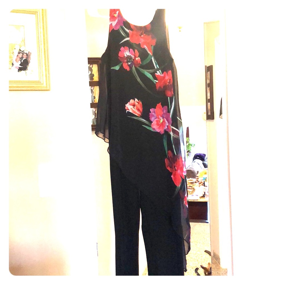 Black Romper with chiffon overlay